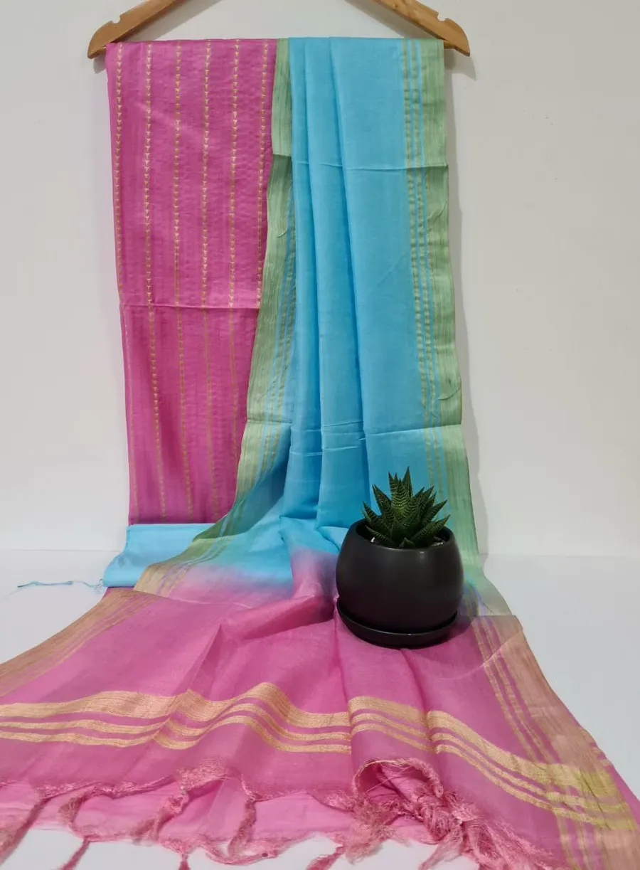 Crafted Semi Tussar Bhagalpuri Suit Set for Women 